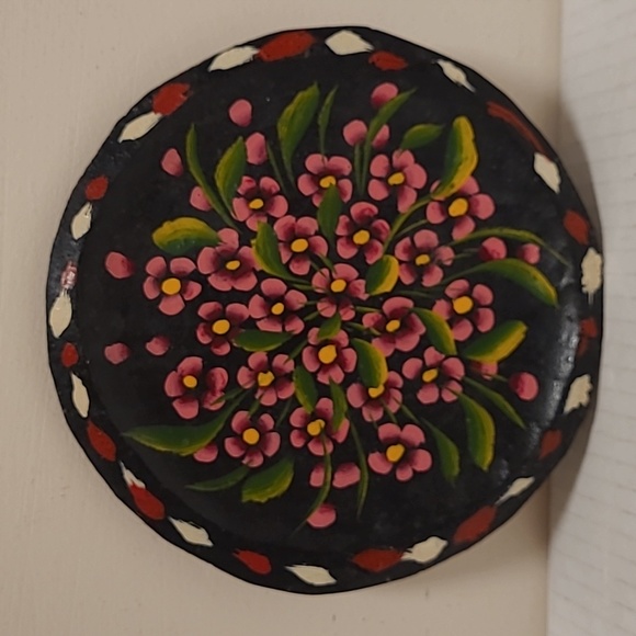 Vintage Mexican Hand Painted Floral Wooden Plate - Picture 9 of 16
